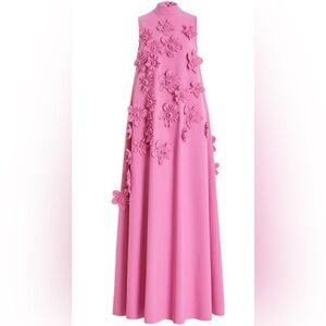 The Ethel Pink Flower Embellished Sleeveless Maxi Dress 2 pockets Size Large NWT